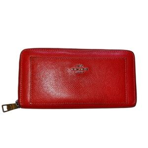 Coach Orange Leather Zip‎ Wallet
